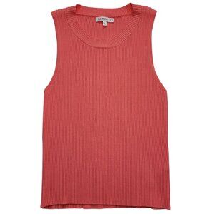 Aemi + Co Ribbed Knit Sleeveless Sweater Tank Top Coral Medium Minimalist